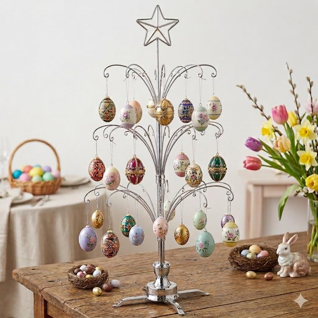 Draaibare Ornamentstandaard 47 Inch – Ornamentenboom – Displayboom – Kerstornamentenhouder – Decoratiestandaard – 60 Haken – Verstelbare Taklagen