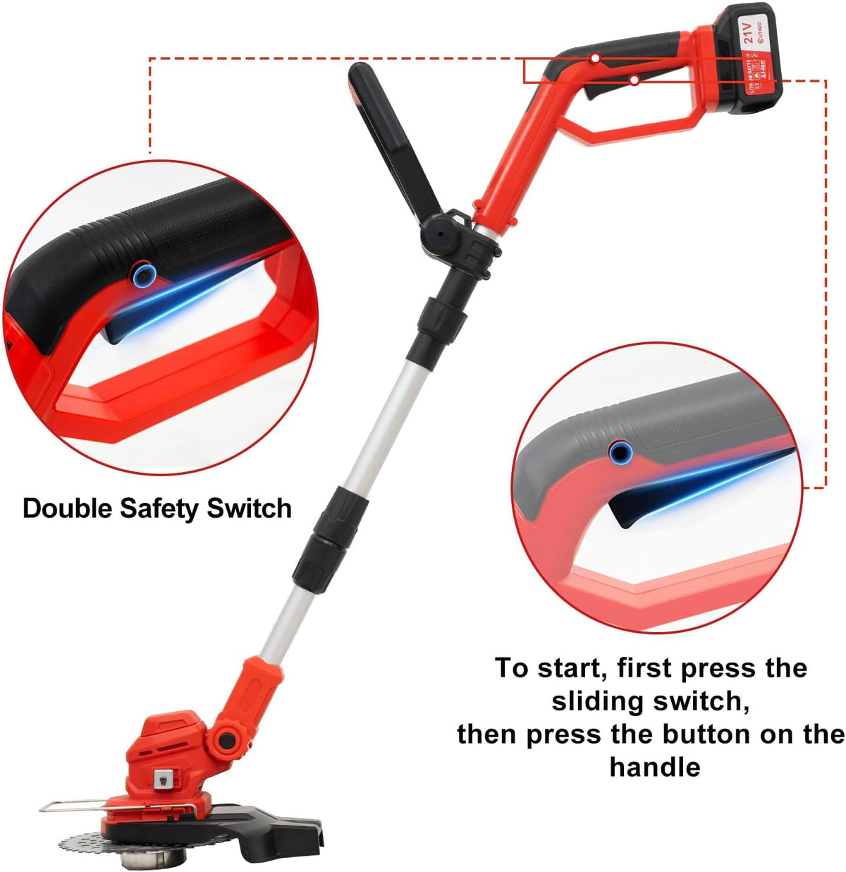 Grastrimmer – Accu Graskantenmaaier – Kantenmaaier – Bosmaaier – 3-in-1 Multifunctioneel – 21V 4000mAh Accu – Verstelbare Telescopische Steel