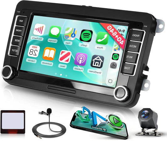 4G+64G Wireless CarPlay Android 13 Car Radio for VW Golf 5 6 Passat Polo Tiguan Touran Caddy Skoda SEAT 7 inch Car Radio Android Car GPS Navigation WiFi Mirror Link Bluetooth FM/RDS/EQ/SWC - QUORE