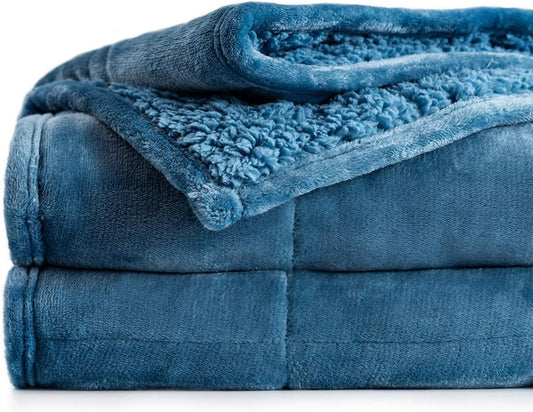 Sivio Verzwaarde deken Queen 9 kg voor volwassenen, ultra pluizige warme sherpa en gezellige pluche flanellen fleece, dubbele queensize dikke beddeken, zware deken geweldig om te ontspannen, 150 x 200