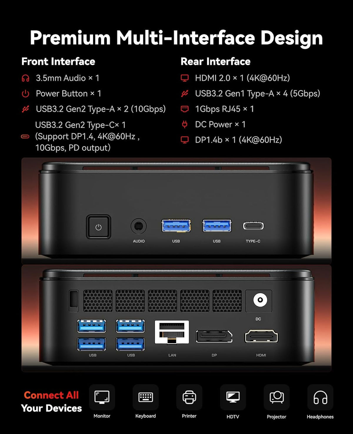 NiPoGi E3B Mini-pc, AMD Ryzen 7 7730U (tot 4,5 GHz), 32 GB DDR4, 1 TB SSD met Radeon Graphics Micro Desktop Computer voor kantoor, thuisbioscoop, vergadering, business, reis, WiFi 6, BT 5.2, USB 3.2