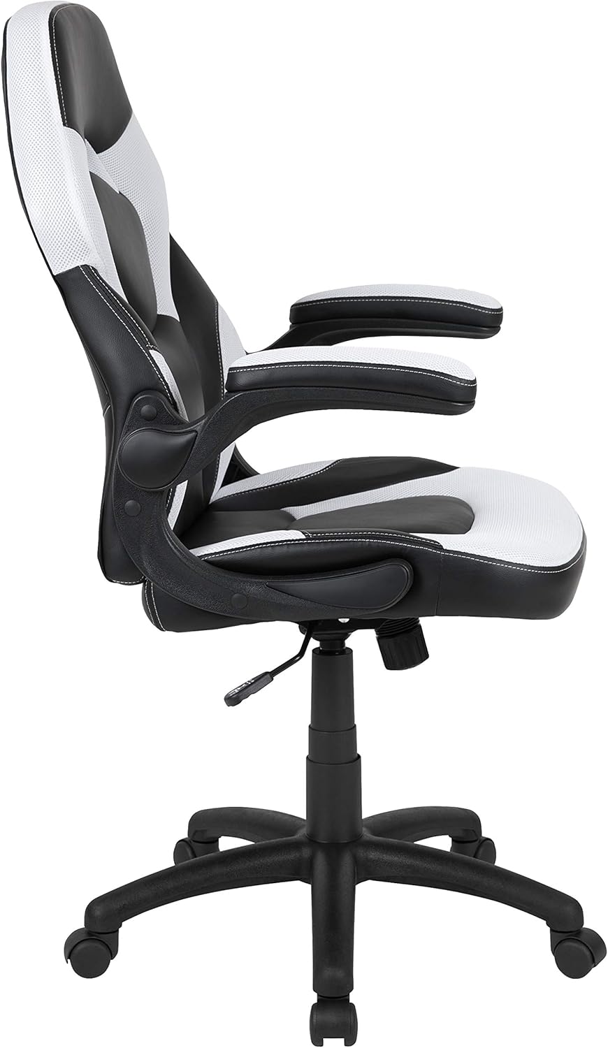 Flash Furniture X10 Gamingstoel, ergonomische bureaustoel voor pc- en gaming-setups, verstelbare gamerstoel met rugsteun, LeatherSoft, wit/zwart
