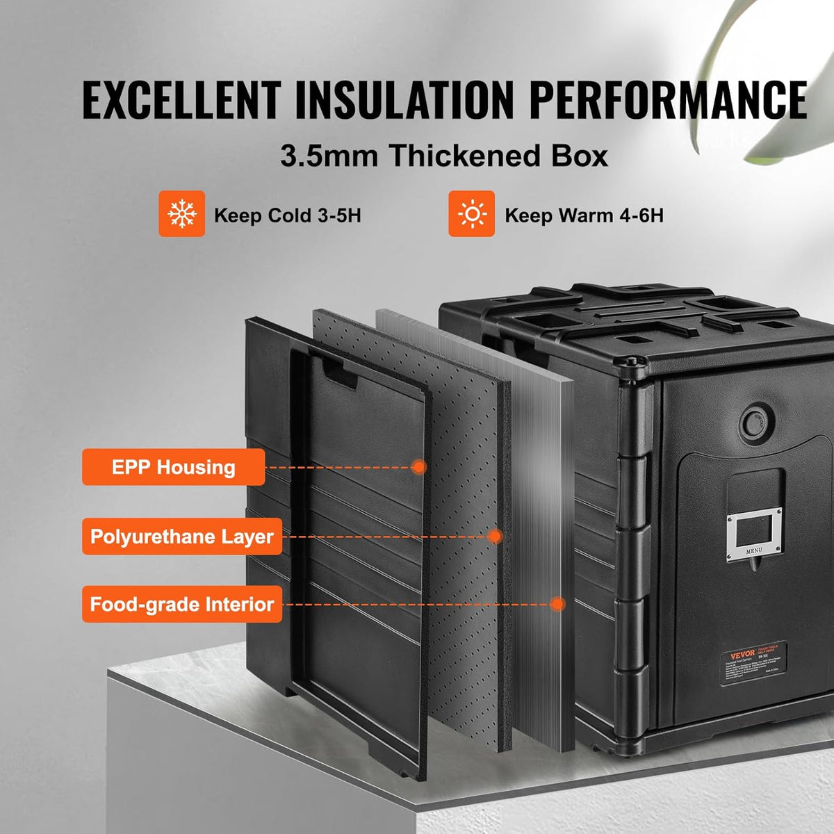 Geïsoleerde transportbox 90 Liter – Thermobox – Warmhoudbox – Koelbox – Isolatiebox – LLDPE Met PU-Schuimisolatie – Voorlader Met Dubbele Gespen En Handgrepen