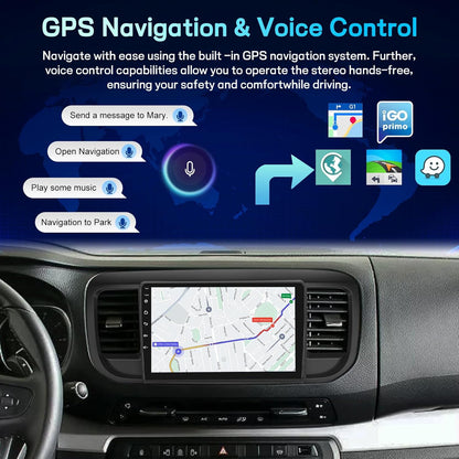 2GB+64GB Android Car Radio for Citroen Jumpy 3/Peugeot Expert/Toyota Proace 2016-2021 with DSP, 9 Inch Touch Screen Radio with Wireless CarPlay&Android Car, WiFi, GPS, EQ, FM RDS+Rear View Camera