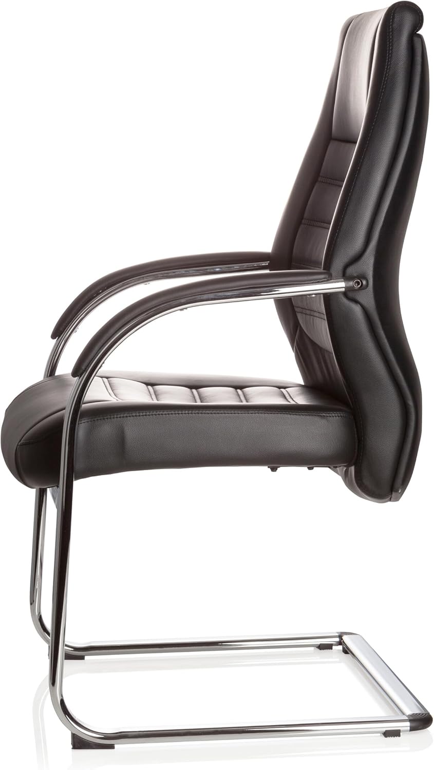 hjh OFFICE 600986 Conferentiestoel Vitoro V kunstleer zwart comfortabele cantilever bezoekersstoel, 107 x 58 x 59 cm
