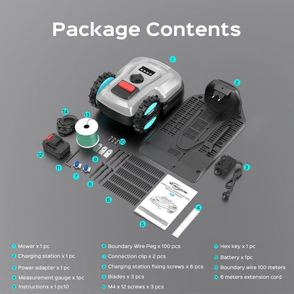 Robotmaaier – Gazonrobot – Grasmaaier – Automatische Maaier – Tuinmaaier – Stil Onder 60 dB – Instelbare Maaihoogte 20-60 mm