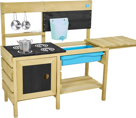 Modderkeuken - Buitenkeuken Kind - Speelkeuken Tuin - Keuken Speelset - met Waterpan - Tuin Gootsteen - Keuken Accessoires - voor Jongens - Meisjes 3 jaar en ouder - Hout - 96 x 40 x 96 cm - Houten/Blauw