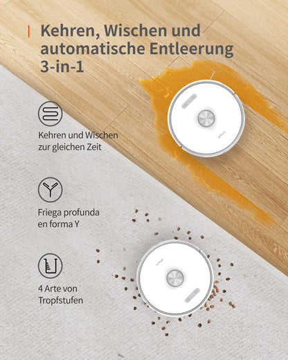Ultenic T10 Robotstofzuiger met automatisch afvoerstation, 3000 PA zeer krachtig, lasernavigatie, bediening via app en Alexa, ideaal voor huisdieren en grote huizen