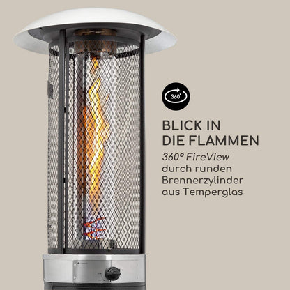 Blumfeldt Verwarming paddenstoel gas voor terras, tuin en balkon, terrasverwarming met 360° vlammenzicht, outdoor gasverwarming, elektrische ontsteking, wieltjes
