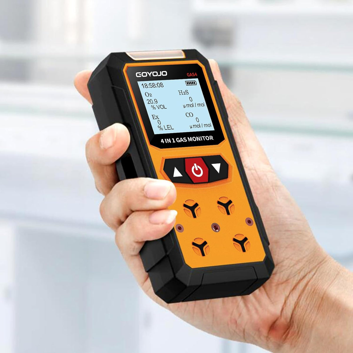 Gaslekdetector 4-in-1 (H2S, EX, O2, CO) - Betrouwbare Thuis- en Werkplekveiligheidsmonitor met Nauwkeurige Detectie - Oplaadbaar, Robuuste Constructie, Directe Waarschuwingen
