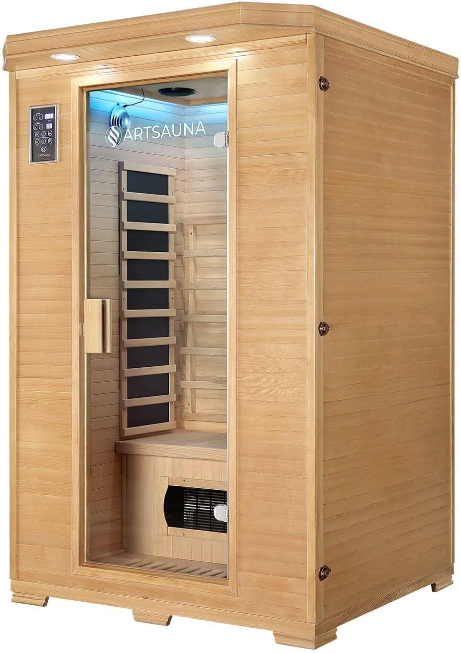 Artsauna Oslo Infrared Cabin with Triplex Heating System for 2 People Hemlock Wood 120 x 100 cm Infrared Sauna Infrared Heat Cabin Sauna - QUORE