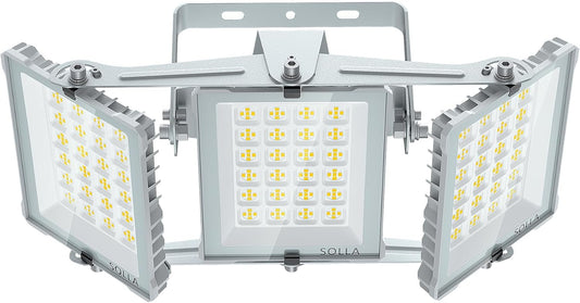SOLLA 300 W led-schijnwerper voor buiten, ultra helder, 30.000 lumen, 6000 K, daglicht, wit, IP66 waterdicht, stadioverlampen, 3 heads outdoor floodlight, veiligheidsverlichting voor tuinen, patio's,