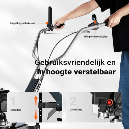 Wiltec tuinfrees benzine werkbreedte van 36 cm, grondfreesmachine motor 144 ccm en 4 messen, cultivator met brandstofaandrijving Euro 5, robuuste grondfrees voor tuinwerk