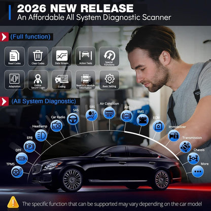 thinkcar ThinkDiag 2 OBD2 diagnosekoffer, Franse diagnosefuncties met 15 resets voor complete systemen, OBD2-autodiagnose, Bluetooth 5.0 ondersteuning CAN-FD-protocol