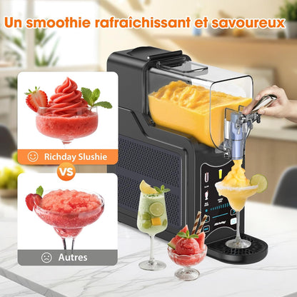 Richday Slushie-machine, diepvriesdrankmaker met 6 programma's, 1,9 l capaciteit, zelfreiniging, voor slushies, milkshakes, frappés, margarita's en koude dranken