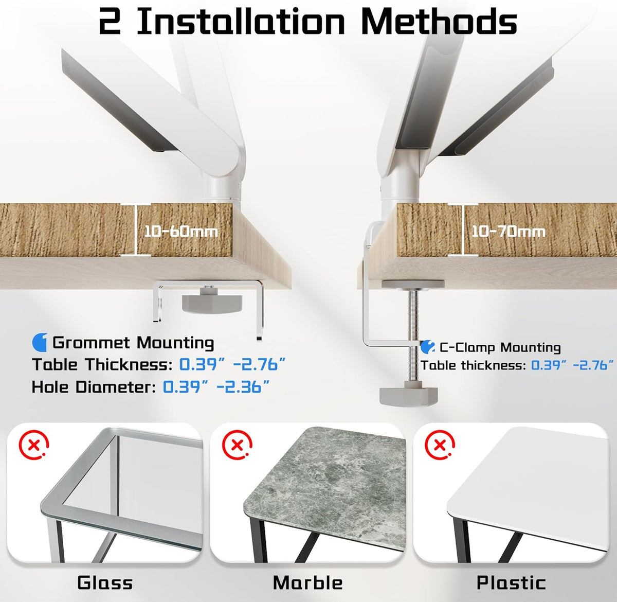 Fydeamer Dubbele monitorarm, zware gasveerbevestiging voor schermen van 17-32 inch tot 9 kg, volledig beweegbare bureausteun met VESA 75 x 75/100 x 100 mm compatibiliteit, wit