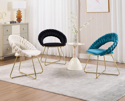 chairus Set of 2 Beige Velvet Living Room Upholstered Chair with Gold Metal Legs, Modern Bedroom Dressing Table Chair with Backrest, Beige - QUORE