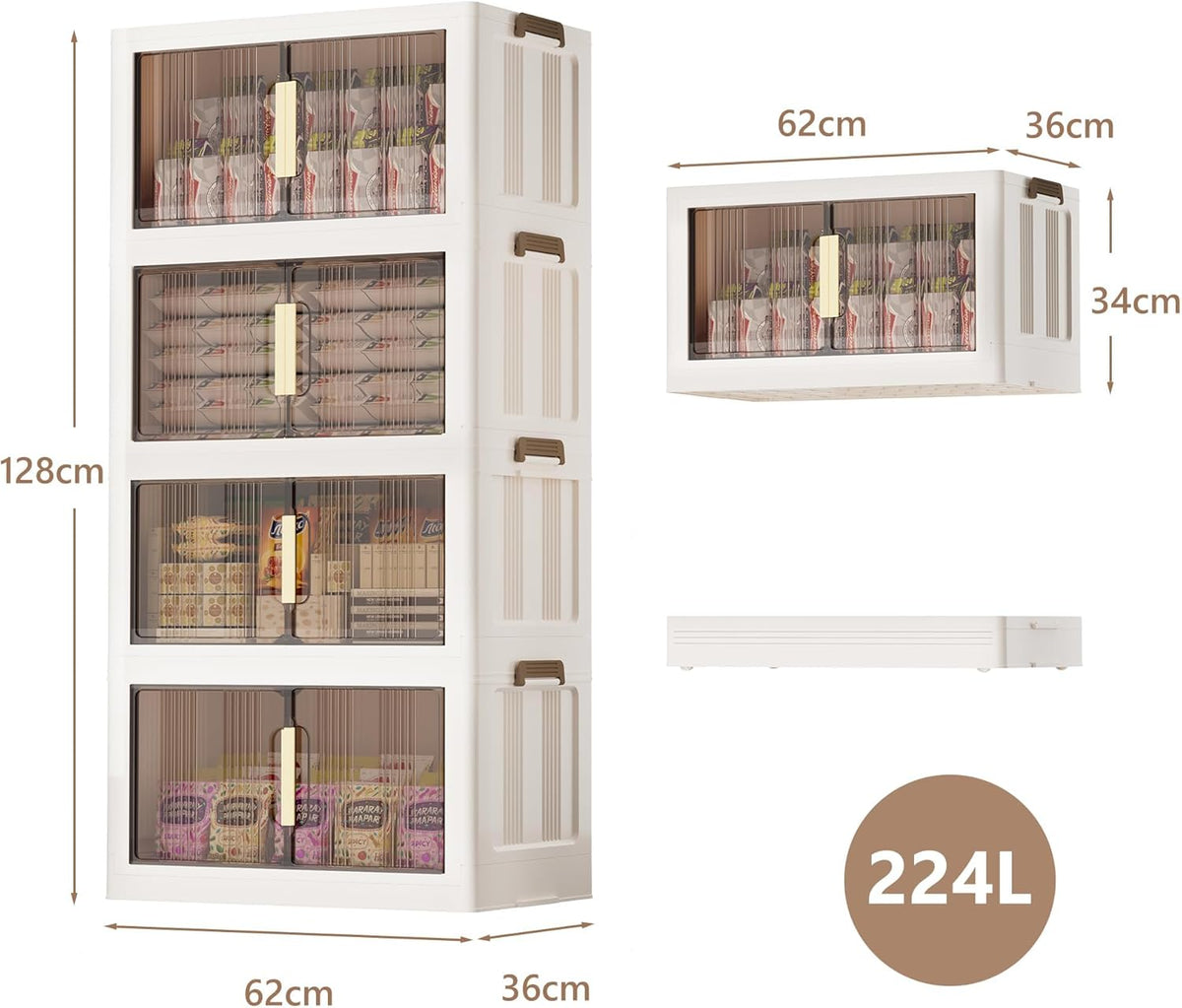 Opbergkast – Opbergdoos met deksel – Kastorganizer – Opbergbox – Organizer – 92 Liter – Met Wieltjes