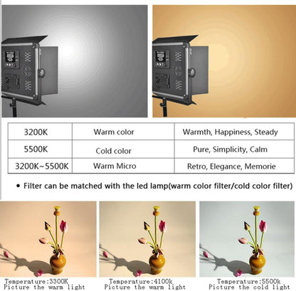 Dimbare Tweekleurige Led-Videolamp – Videolamp – Led-Videolicht – Studiolamp – Fotolamp – 3200K-5500K Traploos Instelbaar – CRI 96+ Met U-Houder En Barndoors