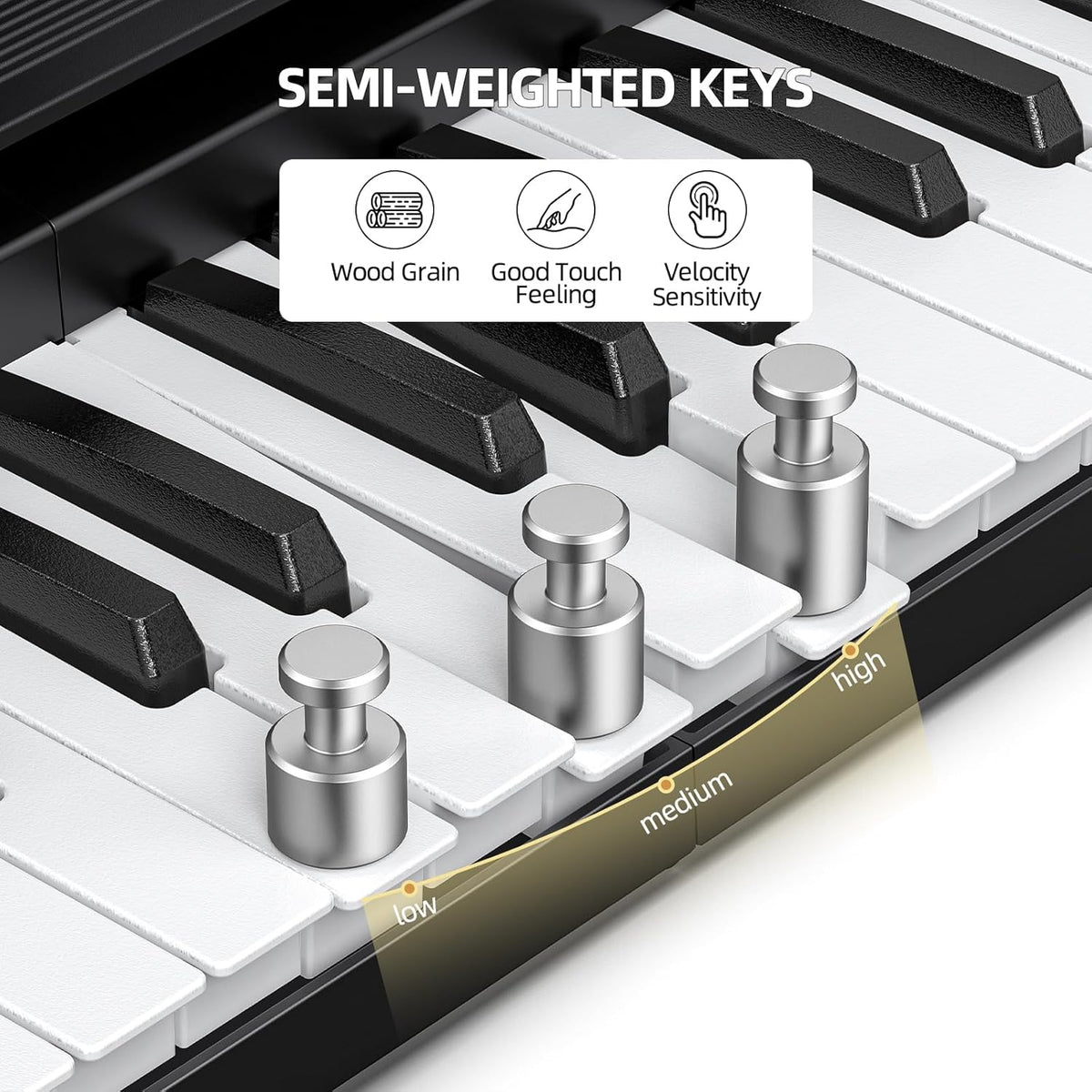 Opvouwbaar Keyboard 88 Toetsen – Piano Keyboard – Elektrische Piano – Digitale Piano – Vouwpiano – 88 Semi-Gewogen, Aanraakgevoelige Toetsen – Bluetooth & USB MIDI