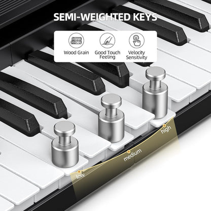 Opvouwbaar Keyboard 88 Toetsen – Piano Keyboard – Elektrische Piano – Digitale Piano – Vouwpiano – 88 Semi-Gewogen, Aanraakgevoelige Toetsen – Bluetooth & USB MIDI