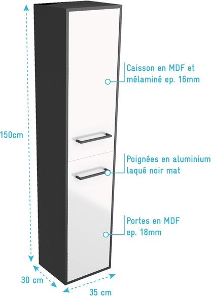 Aurlane PACM048 Structura P048 badkamerzuil, zwart/wit