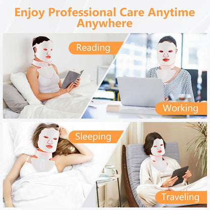 Led-Lichttherapiemasker voor Gezicht en Hals – Led Gezichtsmasker – Gezichtsmasker – Led Masker – Lichtmasker – 175 Ledlampjes – 7 Lichtstanden en 850 Nm Infrarood – Wit