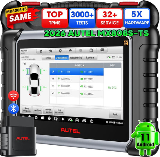 Autel MaxiCheck MX808S-TS, 2024 Android 11 Gebaseerd TPMS Opnieuw Leren/Programmeren Tool, Nieuwe Versie. van MaxiCOM MK808TS/ MK808S-TS/ MX808TS, Geavanceerde TPMS-Retrofit, Bidirectionele Besturing
