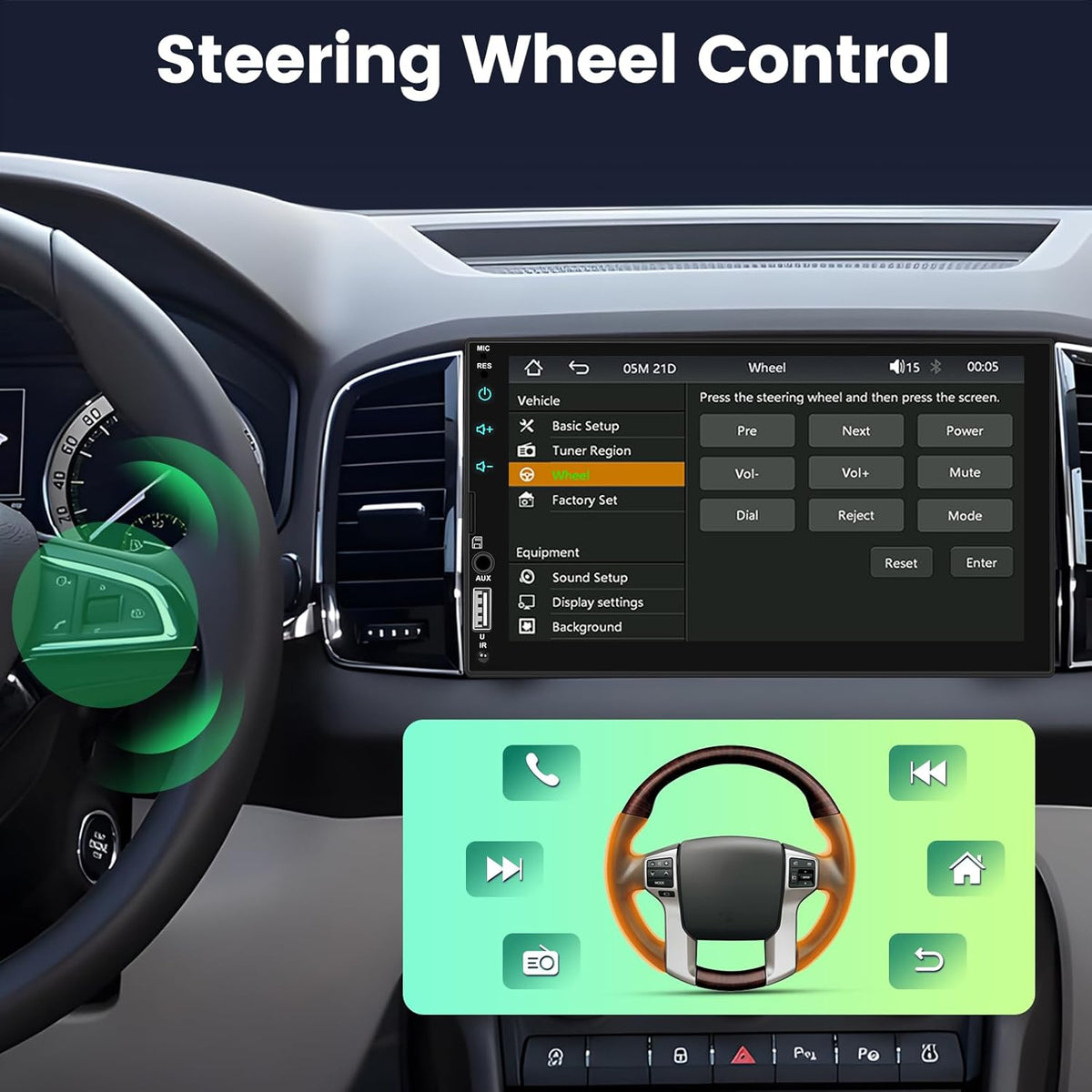 NHOPEEW Autoradio 2 Din DAB - Autoradio 7 inch met ondersteuning Wireless CarPlay Android Auto Mirror Link stuurbediening + achteruitrijcamera 12 LED's