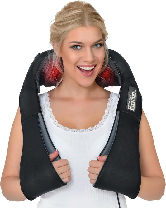 Nekmassageapparaat Donnerberg® | 7 jaar garantie | Shiatsu massageapparaat voor nek rug en schouder | Massage apparaat met warmte en vibratie | Diep 4D Knedende Massager voor Spierpijnverlichting