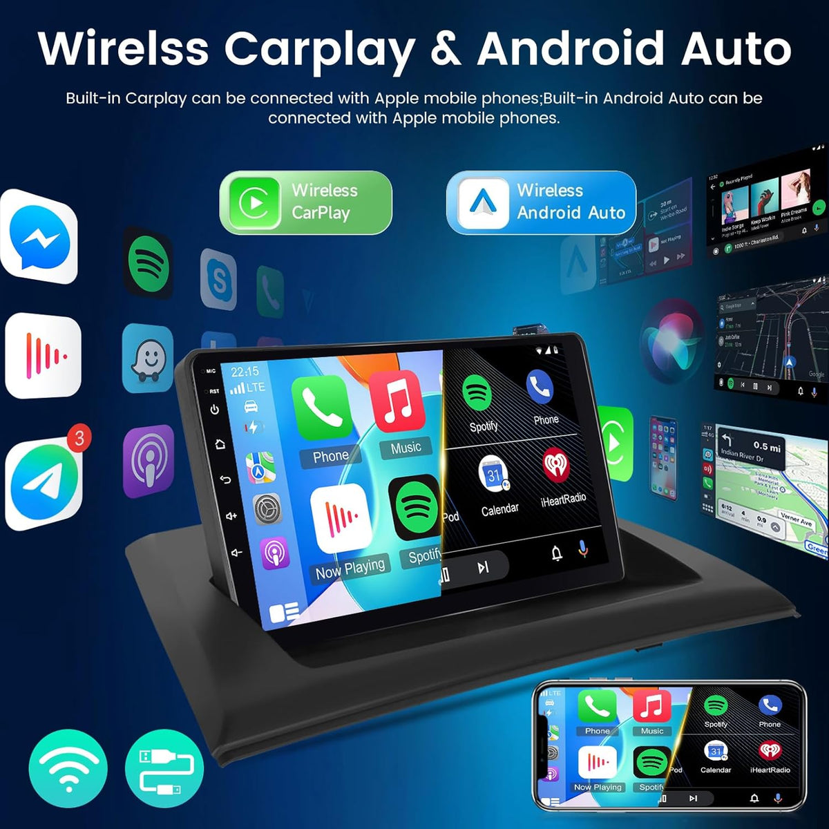 NHOPEEW 4+64G Car Stereo voor BMW X3 E83 2004-2012 - 9 inch Android Stereo met Wireless Carplay en Android Auto - Mirror Link 32EQ DSP Split Screen+ Achteruitrijcamera&Mic
