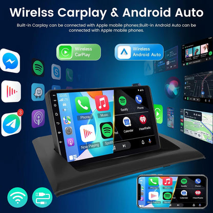 NHOPEEW 4+64G Car Stereo voor BMW X3 E83 2004-2012 - 9 inch Android Stereo met Wireless Carplay en Android Auto - Mirror Link 32EQ DSP Split Screen+ Achteruitrijcamera&Mic