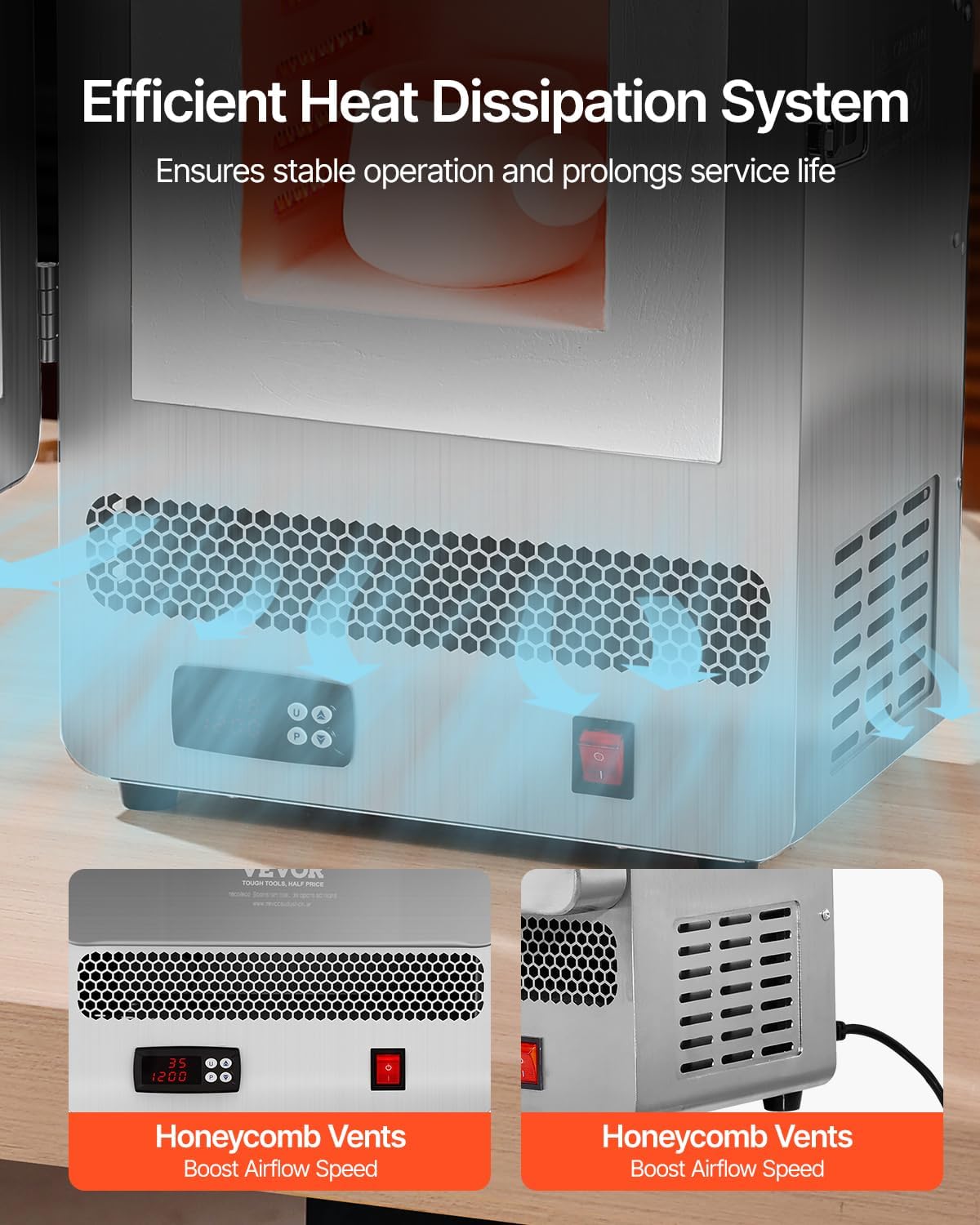 VEVOR Elektrische smeltoven met 1500 W, maximale temperatuur 1200 °C, roestvrij staal, goudsmeltoven voor het smelten van was, klei, voor het harden van metaal