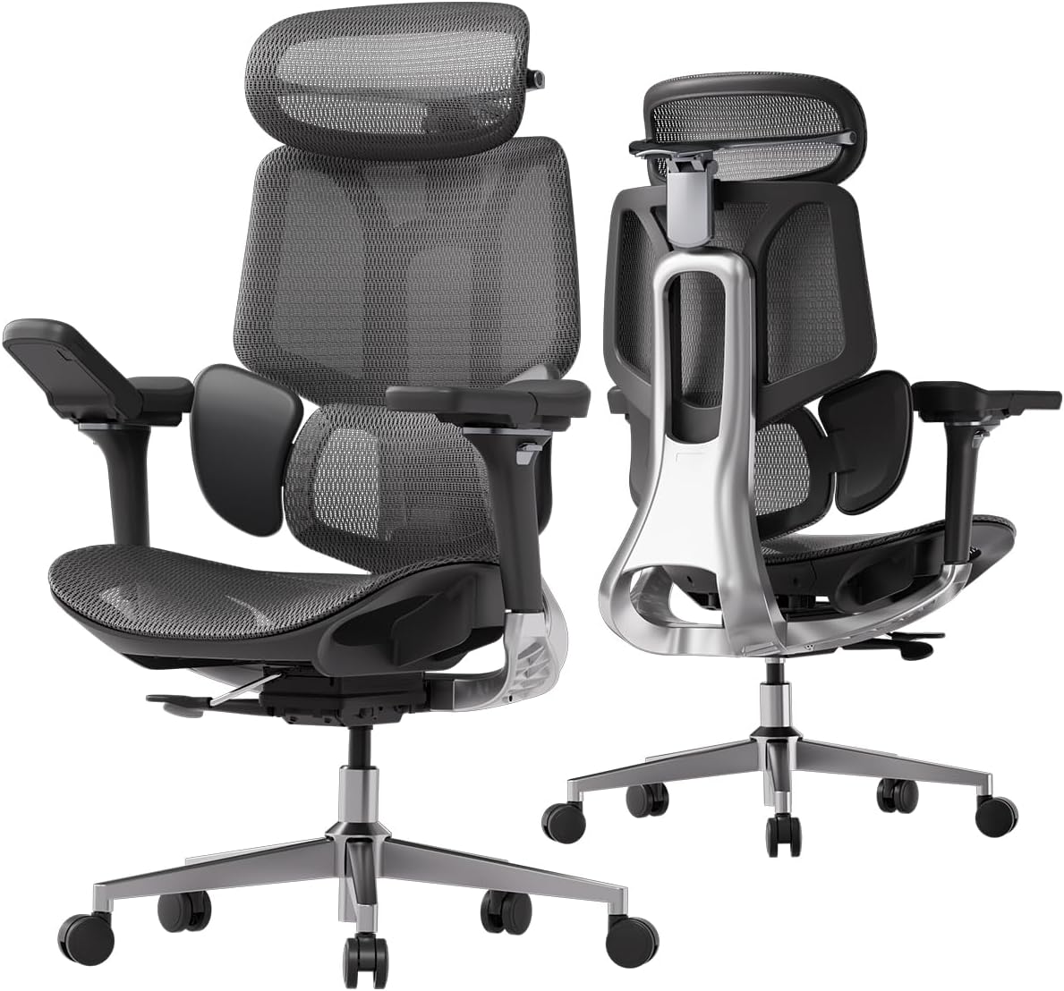 Ergonomische Bureaustoel – Bureaustoel – Werkstoel – Computestoel – Kantoorstoel – Dynamische Lendensteun 3 Zones – Verstelbare 4D Hoofdsteun en 6D Armleuningen