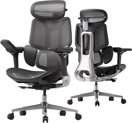 Ergonomische Bureaustoel – Bureaustoel – Werkstoel – Computestoel – Kantoorstoel – Dynamische Lendensteun 3 Zones – Verstelbare 4D Hoofdsteun en 6D Armleuningen