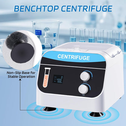 YUCHENGTECH Laboratoriumcentrifuge Tafelcentrifuge Digitale Lage Snelheid Centrifuge 6x20ml 4000 rpm 0-999 Min 1920xg voor Centrifugebuisjes van 5 ml/7 ml/10 ml, 28x26x21cm 5kg