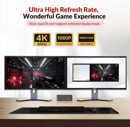 AV Access Docking Station KVM-switch 2 monitoren 2 laptops, 4K KVM dubbel scherm, 2 USB-C MST-poorten, 60 W PD voor elke pc, 1G Ethernet, EDID-emulatie, 2K @144Hz, 1080P@240Hz, perfect voor