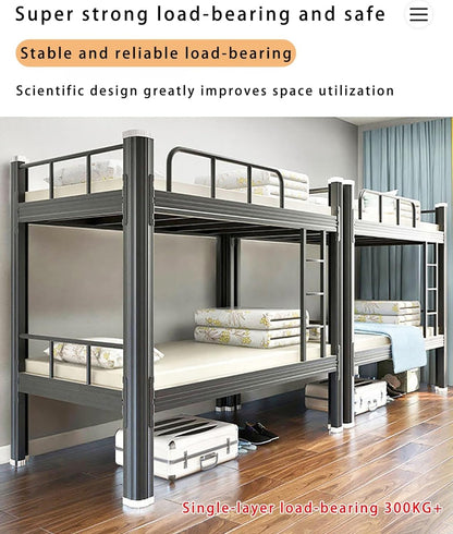Hoogslaper 120x200 Metalen Bedframe Dubbelstapelbed Volwassen Etageslaper Stapelbed met Ladder en Bedframe Robuust Dubbelstapelbed van Staal voor Tieners en Volwassenen (Wit, 120x200cm)