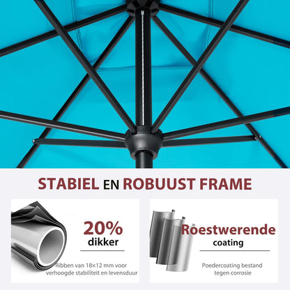Sekey Aluminum Parasol, 200 x 300 cm, parasol, balkonparasol, rechthoekig, voor balkon, tuin en terras, zonwering UV 50+