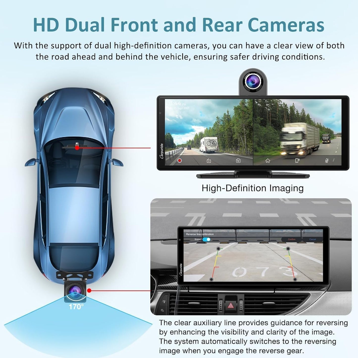 Autoradio Draadloze CarPlay – Android Auto Autoradio – Multimedia Systeem – Auto Entertainment – 9,3 Inch IPS Touchscreen – 4K Draaibare Dashcam & Achteruitrijcamera
