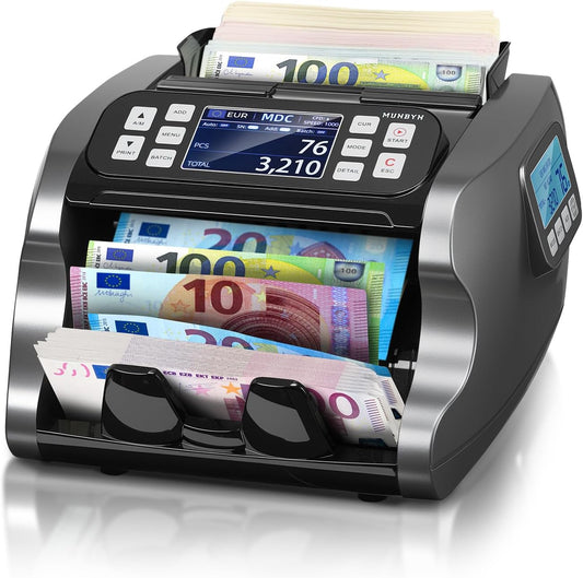 Geldtelmachine – Banknotenteller – Bankbiljettenteller – Geldteller – Contantelteller – Voor Gemengde Coupures – UV/MG/IR/MT-Detectie – 3,5 Inch TFT-Display