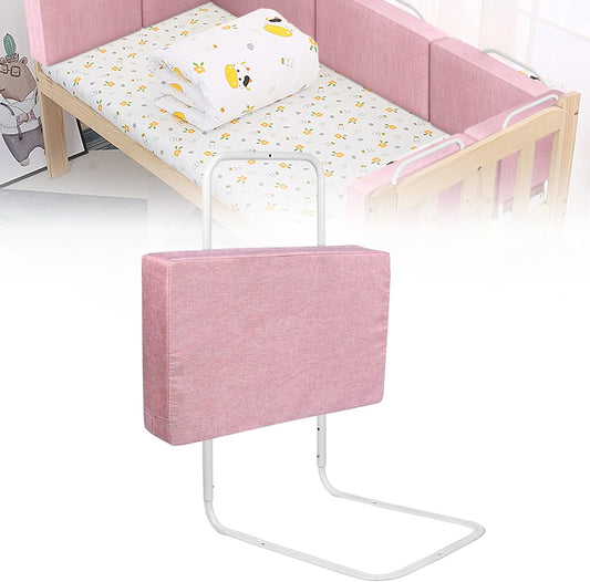 Kinderbedhek – Bedhekje – Valbeveiligingshek – Bedbescherming – Kinderbedrand – Verstelbaar Van 40-60 cm – 200 cm Breed – Roze Linen Bekleding