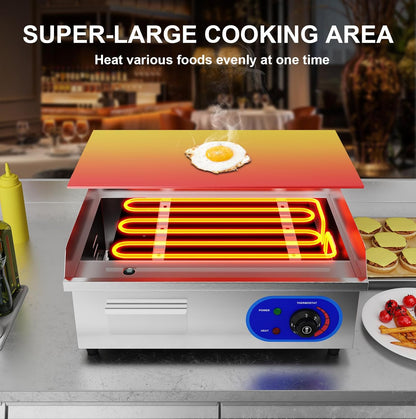 TAIMIKO Elektrische kookplaat, elektrische grill, 220 V, 3000 W (glad, roestvrijstalen behuizing) zilver