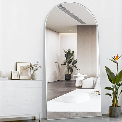 CASSILANDO Spiegel in volledige lengte, 193 x 86 cm, staande staande staande spiegel, zilverkleurig, om op te hangen of tegen de muur te zetten, voor garderobe, slaapkamer, woonkamer (zilver)