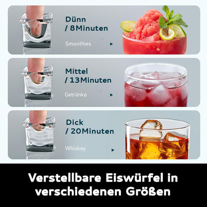 EUHOMY IJsblokjesmachine voor op het werkblad, 15 kg ijsmachine, ijsmachine, 2 liter ijsblokjesmachines, 16 ijsblokjes in 13 minuten, zelfreinigende ijsblokjesmaker voor thuis/keuken/kantoor, zwart