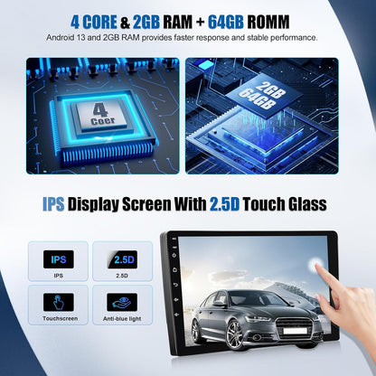 SIXWIN 2 + 64G Android 13 autoradio voor Audi A3 2003-2013 met Carplay/Android auto/mirrorlink, 9 inch HD touchscreen met wifi, GPS, Bluetooth, FM/RDS EQ+ achteruitrijcamera