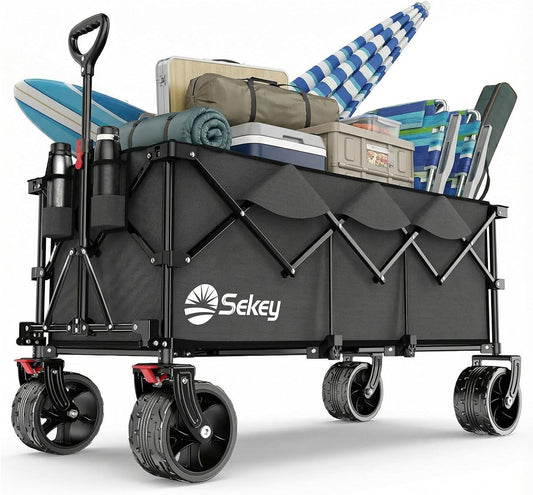 Sekey XXXL Bolderkar, opvouwbaar, 300 l, 200 kg belastbaar, opvouwbare bolderkar, 17 x 10 cm, extra brede banden, voor alle terreinen, gepatenteerd inklapbaar uit vier richtingen, XXXL-Super 4013,