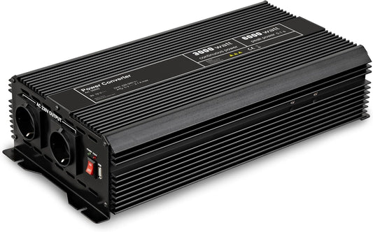 Goobay 58992 Voltage transformer, 12V, 220V, 230V, 3000W, with USB-A connection, for camping, car, solar panel, transformer 220V, 12V, inverter AC/