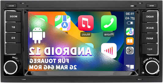 Car Radio for VW Touareg Transporter T5 Multivan, Android 13 System 2G+64G, 7 Inch Touch Screen, Double DIN Radio, Navigation, CarPlay, Android Car, Bluetooth, WLAN - QUORE