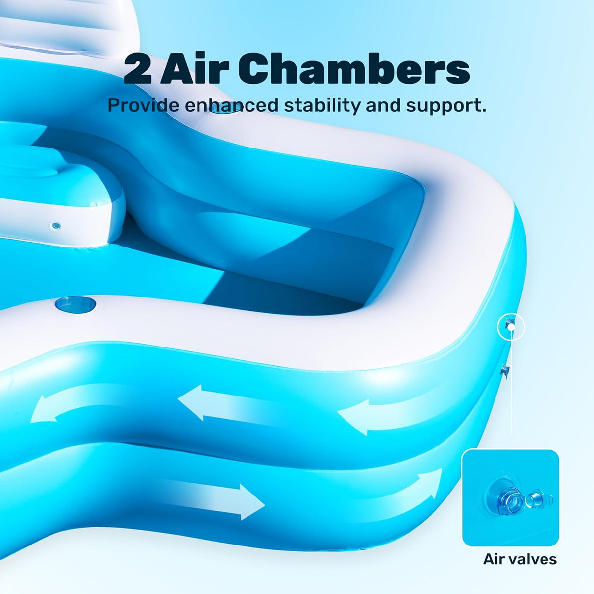 SLOOSH Opblaasbaar zwembad voor gezinnen met stoelen, 120" x 101" x 26" Full-Sized Blow Up Duurzaam verdikt bovengronds zwembad met rugleuning bekerhouders, zwembaden voor achtertuin zomer watergazon